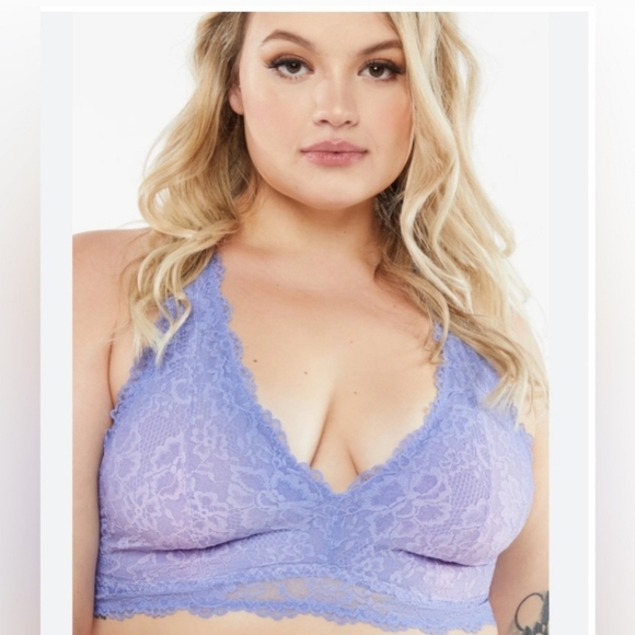 NWT SavageXFenty Blue Ombre Lace Bralette And Brazillian Panty Set size 1x - Picture 1 of 8